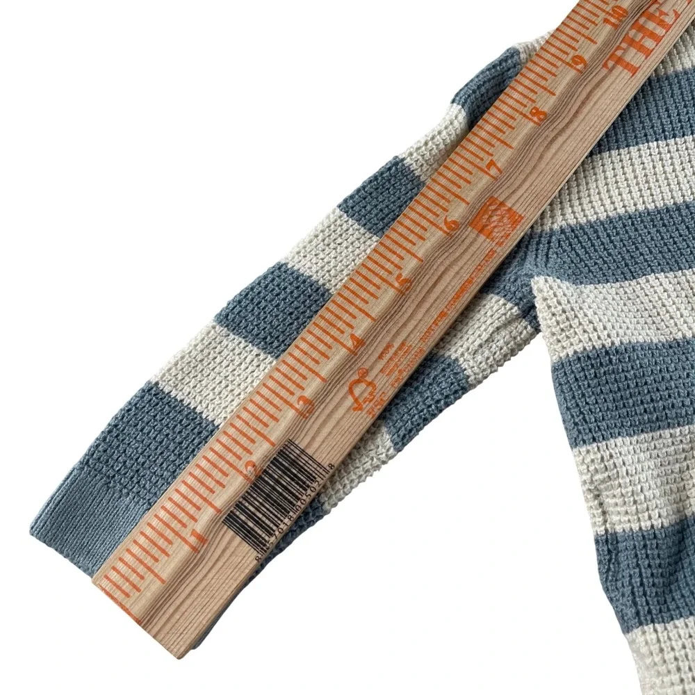 Carters Baby Boy Blue White Striped Waffle Knit Cardigan Sweater 9 Months